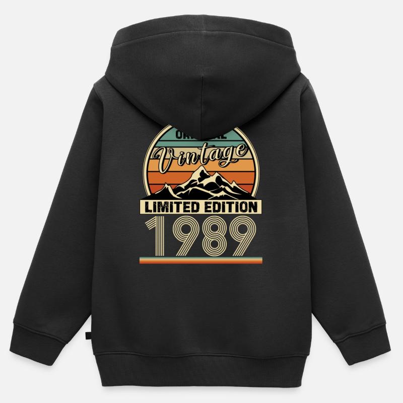 1989 - Sweat Premium à capuche zippé enfant bio - noir