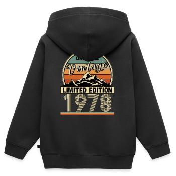 1978 rétro - Sweat Premium à capuche zippé enfant bio - noir - Dos - AI Model Kid Male (0cm)