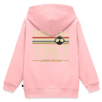 1987 - Kinder Premium Organic Zip Hoodie - Rosa - Hinten - AI Model Kid Female (0cm)