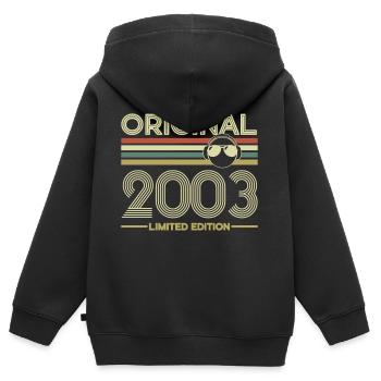Rétro 2003 - Sweat Premium à capuche zippé enfant bio - noir - Dos - AI Model Kid Male (0cm)