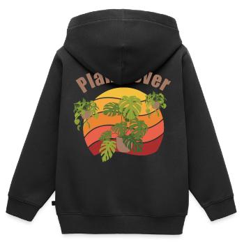 Plant Lover Geschenk Pflanzen liebhaber - Kinder Premium Organic Zip Hoodie - Schwarz - Hinten - AI Model Kid Male (0cm)