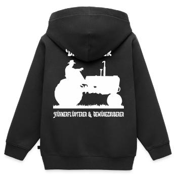 Biobauer Weihnachtsgeschenk - Kinder Premium Organic Zip Hoodie - Schwarz - Hinten - AI Model Kid Male (0cm)