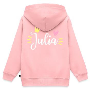 Couronne de nom Julia - Sweat Premium à capuche zippé enfant bio - rose - Dos - AI Model Kid Female (0cm)