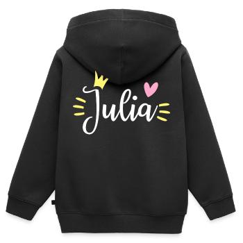 Julia Name Crown - Kids Premium Organic Zip-up Hoodie - black - Back - AI Model Kid Male (0cm)