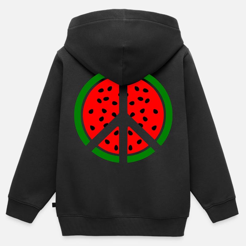 Symbole de paix pastèque - Sweat Premium à capuche zippé enfant bio - noir