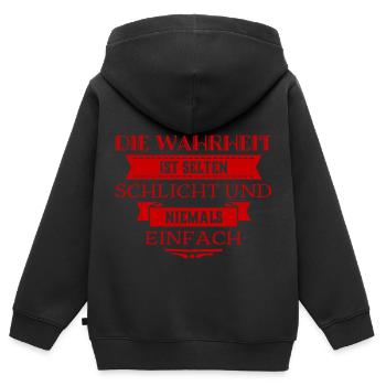 die Wahrheit ist nicht leicht - Kinder Premium Organic Zip Hoodie - Schwarz - Hinten - AI Model Kid Male (0cm)