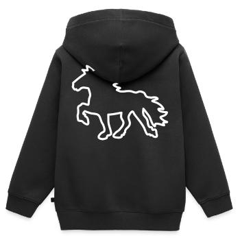 Islandpferd Kontur (weiß) - Kinder Premium Organic Zip Hoodie - Schwarz - Hinten - AI Model Kid Male (0cm)