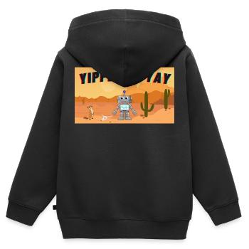 L’IA rencontre les Prairies - Sweat Premium à capuche zippé enfant bio - noir - Dos - AI Model Kid Male (0cm)