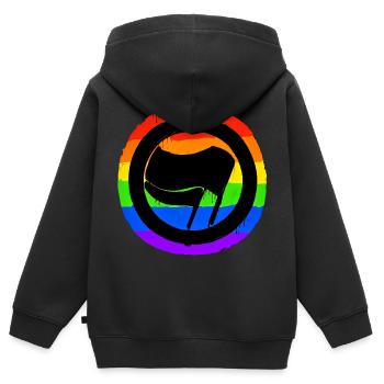 Coloré contre la droite - Sweat Premium à capuche zippé enfant bio - noir - Dos - AI Model Kid Male (0cm)