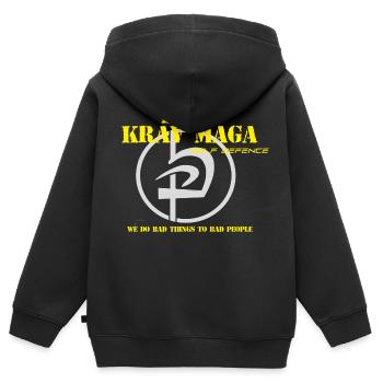 bad things Krav Maga - Kinder Premium Organic Zip Hoodie - Schwarz - Hinten - AI Model Kid Male (0cm)