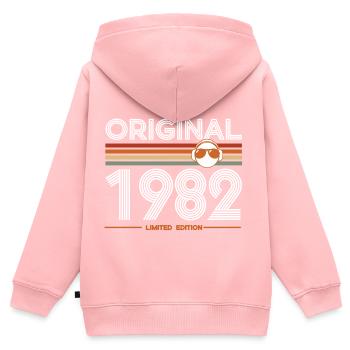 1982 - Sweat Premium à capuche zippé enfant bio - rose - Dos - AI Model Kid Female (0cm)