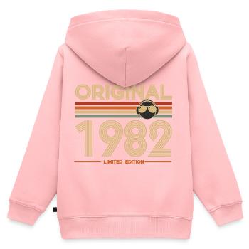 1982 - Kids Premium Organic Zip-up Hoodie - rose - Back - AI Model Kid Female (0cm)