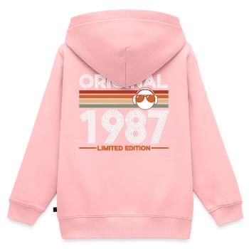1987 - Kinder Premium Organic Zip Hoodie - Rosa - Hinten - AI Model Kid Female (0cm)