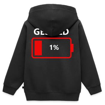 Bitte Geduld ein leeres Akku mit einem Prozent - Kinder Premium Organic Zip Hoodie - Schwarz - Hinten - AI Model Kid Male (0cm)