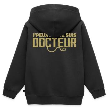 Ich kann nicht, ich bin Arzt - Kinder Premium Organic Zip Hoodie - Schwarz - Hinten - AI Model Kid Male (0cm)