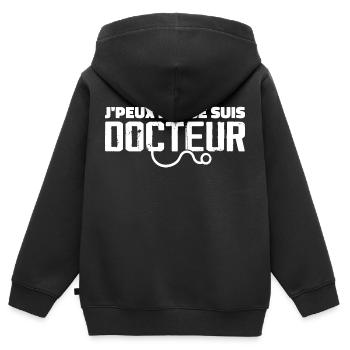 Ich kann nicht, ich bin Arzt - Kinder Premium Organic Zip Hoodie - Schwarz - Hinten - AI Model Kid Male (0cm)