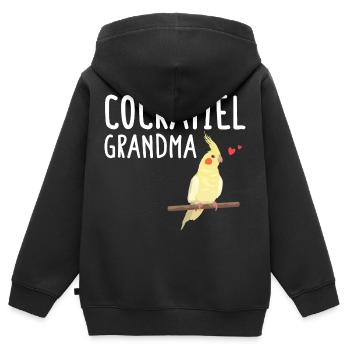 Nymphensittich, Oma, Vogelflüsterer, Kakadu - Kinder Premium Organic Zip Hoodie - Schwarz - Hinten - AI Model Kid Male (0cm)