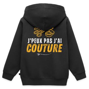 Ich kann nicht nähen - Kinder Premium Organic Zip Hoodie - Schwarz - Hinten - AI Model Kid Male (0cm)