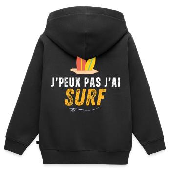Ich kann nicht surfen - Kinder Premium Organic Zip Hoodie - Schwarz - Hinten - AI Model Kid Male (0cm)