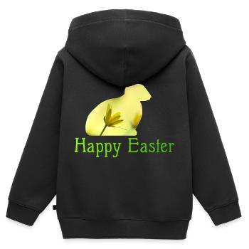 Joyeuses Pâques - Sweat Premium à capuche zippé enfant bio - noir - Dos - AI Model Kid Male (0cm)