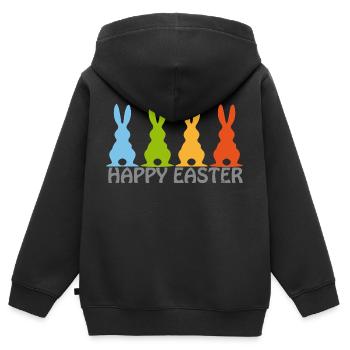 Easter/Ostern - Bo-Grafik - Kinder Premium Organic Zip Hoodie - Schwarz - Hinten - AI Model Kid Male (0cm)