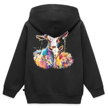 Ziege mit ihrem Kalb - Kinder Premium Organic Zip Hoodie - Schwarz - Hinten - AI Model Kid Male (0cm)