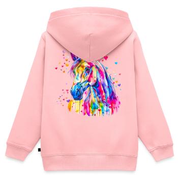 Buntes Pferd - Kinder Premium Organic Zip Hoodie - Rosa - Hinten - AI Model Kid Female (0cm)