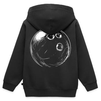 Dessin de boule de bowling - Sweat Premium à capuche zippé enfant bio - noir - Dos - AI Model Kid Male (0cm)