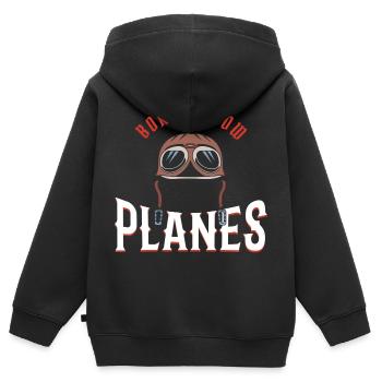 Born to Tow Planes | Pushback Fahrer | Schlepper - Kinder Premium Organic Zip Hoodie - Schwarz - Hinten - AI Model Kid Male (0cm)