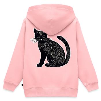 Mystische schwarze Katze - Kinder Premium Organic Zip Hoodie - Rosa - Hinten - AI Model Kid Female (0cm)