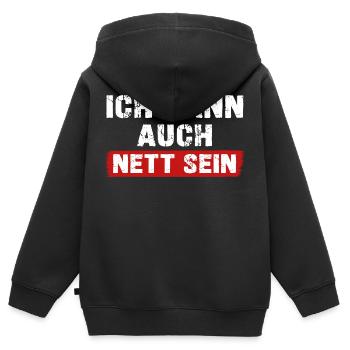 Ich kann auch Nett sein lustige Sprüche über Nett - Kinder Premium Organic Zip Hoodie - Schwarz - Hinten - AI Model Kid Male (0cm)