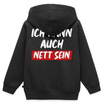 Ich kann auch Nett sein lustige Sprüche über Nett - Kinder Premium Organic Zip Hoodie - Schwarz - Hinten - AI Model Kid Male (0cm)