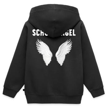 Ich bin ein Schutzengel mit Flügeln ein Engel - Kinder Premium Organic Zip Hoodie - Schwarz - Hinten - AI Model Kid Male (0cm)