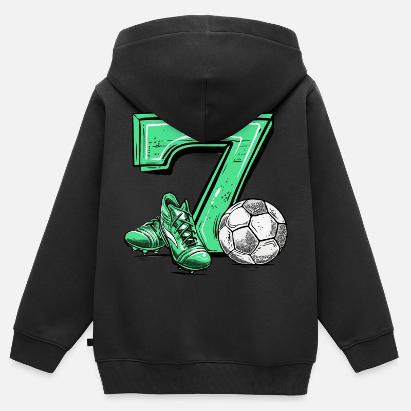 Football 7 ans - Sweat Premium à capuche zippé enfant bio - noir