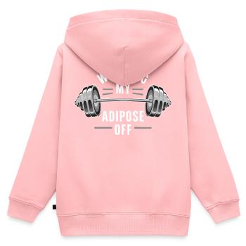 Langhantel mit Gewichten Motivations Spruch - Kinder Premium Organic Zip Hoodie - Rosa - Hinten - AI Model Kid Female (0cm)