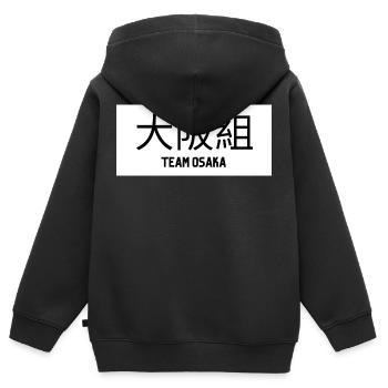 Team Osaka - Kids Premium Organic Zip-up Hoodie - black - Back - AI Model Kid Male (0cm)