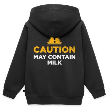 May Contain Milk - Kids Premium Organic Zip-up Hoodie - black - Back - AI Model Kid Male (0cm)