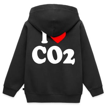 I love co2 - Sweat Premium à capuche zippé enfant bio - noir - Dos - AI Model Kid Male (0cm)