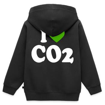 I love co2 - Sweat Premium à capuche zippé enfant bio - noir - Dos - AI Model Kid Male (0cm)