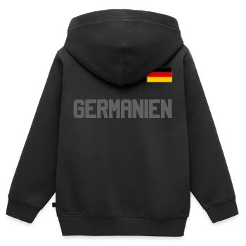 Look maillot de l’Allemagne – Drapeau GERMANIEN - Sweat Premium à capuche zippé enfant bio - noir - Dos - AI Model Kid Male (0cm)