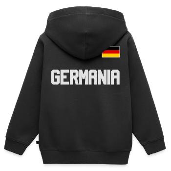 Deutschland Trikot Look GERMANIA mit Flagge Fahne - Kinder Premium Organic Zip Hoodie - Schwarz - Hinten - AI Model Kid Male (0cm)