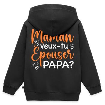 Mommy Do You Want To Marry Daddy - Proposal - Kids Premium Organic Zip-up Hoodie - black - Back - AI Model Kid Male (0cm)