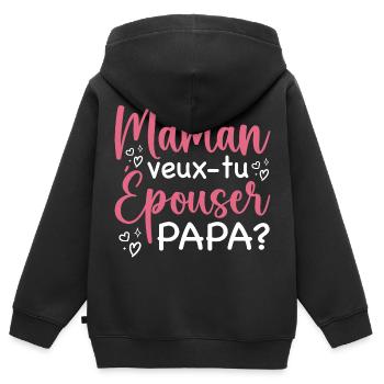Mommy Do You Want To Marry Daddy - Proposal - Kids Premium Organic Zip-up Hoodie - black - Back - AI Model Kid Male (0cm)