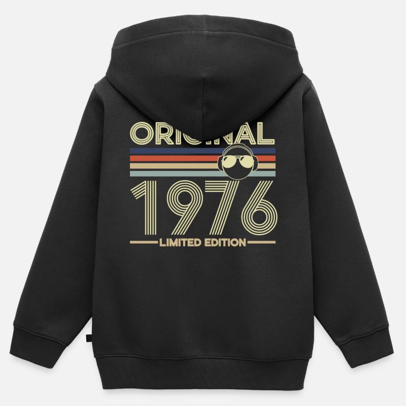 1976 - Sweat Premium à capuche zippé enfant bio - noir