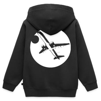 Dessin d’aviateur - Sweat Premium à capuche zippé enfant bio - noir - Dos - AI Model Kid Male (0cm)