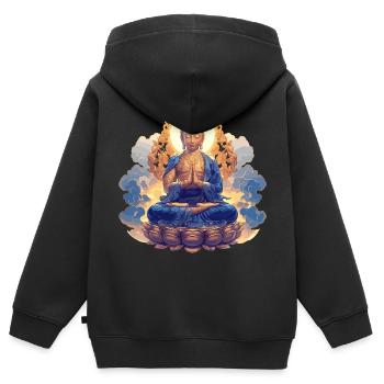 Buddha Buddhismus Religion Spirituell Meditation - Kinder Premium Organic Zip Hoodie - Schwarz - Hinten - AI Model Kid Male (0cm)