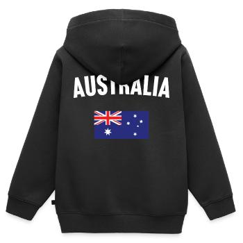 Drapeau de l’Australie - Sweat Premium à capuche zippé enfant bio - noir - Dos - AI Model Kid Male (0cm)