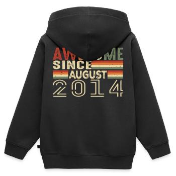 August 2014 Vintage Geburtstagsgeschenk 10 Jahre - Kinder Premium Organic Zip Hoodie - Schwarz - Hinten - AI Model Kid Male (0cm)