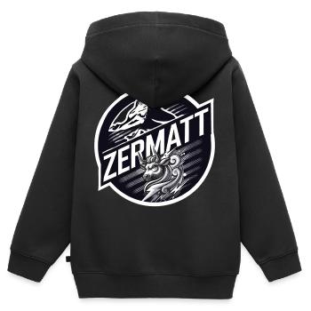 Zermatt, Eringerkuh, Eringer - Kinder Premium Organic Zip Hoodie - Schwarz - Hinten - AI Model Kid Male (0cm)