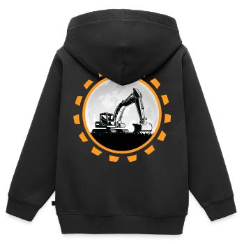 bagger baggerfahrer Baustelle Baggerschaufel - Kinder Premium Organic Zip Hoodie - Schwarz - Hinten - AI Model Kid Male (0cm)